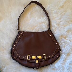 Cole Haan Dark Brown Shoulder Bag with Gold Details